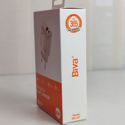 Picture of Biva 25w PD+QC3.0 Fast Charger For Mobile, Tablets, Power Banks and other PD-enabled gadgets, Mobile charger (White,Universal)