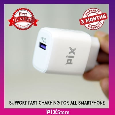 Picture of PIX 33W Charger with Type C Cable for Xiaomi, Realme, Oppo, Vivo, Samsung Android Smartphone with 3 month warranty (White,Universal)
