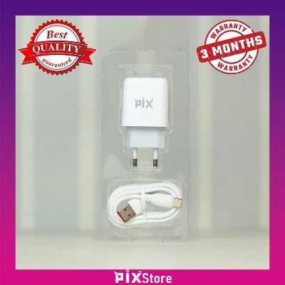 Picture of PIX 33W Charger with Type C Cable for Xiaomi, Realme, Oppo, Vivo, Samsung Android Smartphone with 3 month warranty (White,Universal)