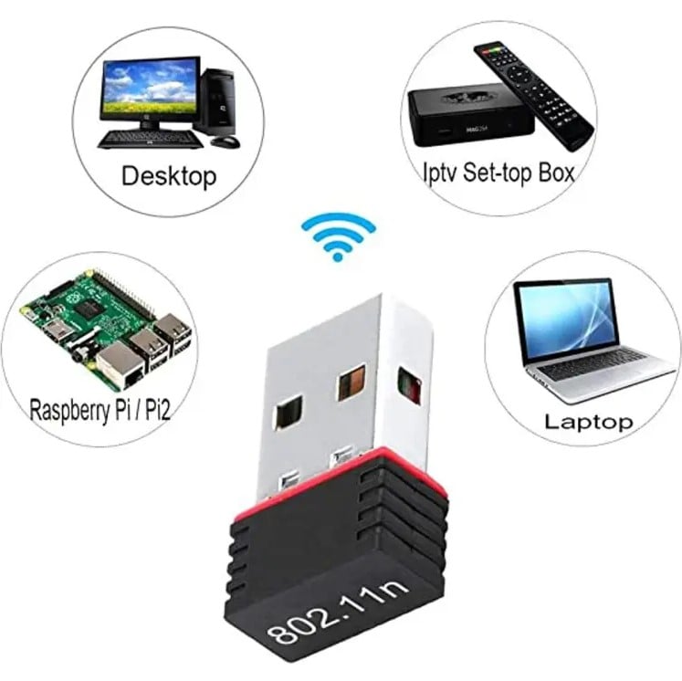 Picture of Pix Wifi Receiver 802.11N Adapter 300 Mbps- USB Mini Wireless Small Network Card - Usb 2.0 Wireless Card 300mbps (Black)