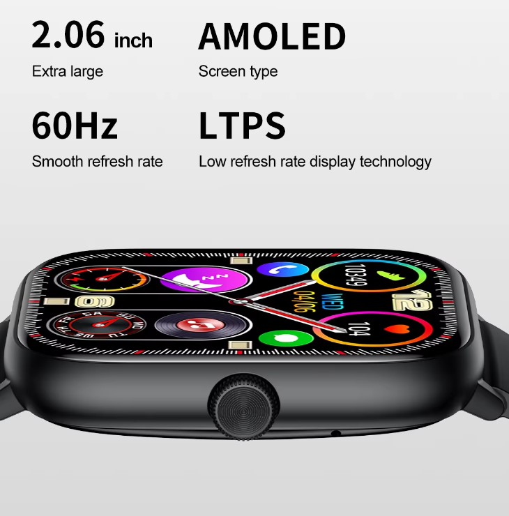 Picture of Pix Shadhin AMOLED Screen Smart Watch- Pix Shadhin IP68 Waterproof 2.06" AMOLED HD Screen Bluetooth Call Sleep Tracking Smartwatch- Premium Quality AMOLED Screen Smart Watch with free Screen Protector, Charging Cable ( Black Color) (Pix Shadin Black)