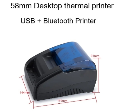 Picture of Pix 58D Desktop Pos Printer - Bluetooth and USB Thermal Pos Printer 58mm support cash drawer (Black)