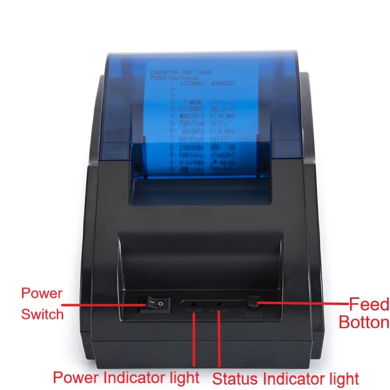 Picture of Pix 58D Desktop Pos Printer - Bluetooth and USB Thermal Pos Printer 58mm support cash drawer (Black)