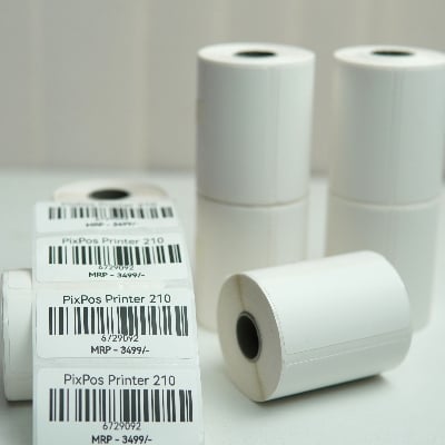 Picture of Pix 50mm*25mm Barcode Label Sticker Paper Roll- Thermal Barcode Sticker Roll For Mini Lable Printer (7 roll)