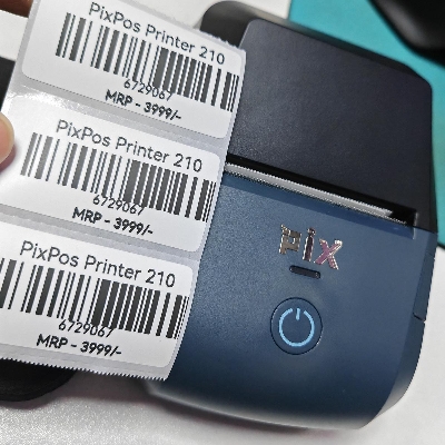 Picture of PixPos v2.5 Multifunction Pos and Label Sticker Printer - Mini Pos Printer 2 in 1 Thermal Inkless Mini Printer Support Android, iPhone, and PC (Blue)