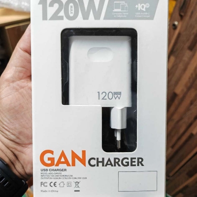 Picture of Pix 120w Gan Super Fast Charger Dual Port Type B and Type C Support Smartphone, Laptop, Drone etc (White)