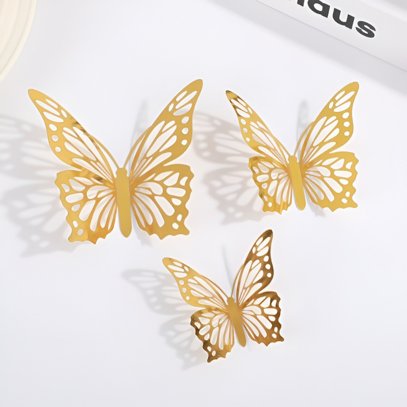 3D Butterfly Party Decoration Set- Wall & Balloon DIY Decoration Stickers for Party, Home Decor, and Events (Pack of 12 Pcs)
