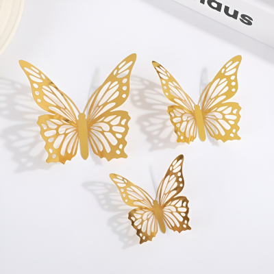 3D Butterfly Party Decoration Set- Wall & Balloon DIY Decoration Stickers for Party, Home Decor, and Events (Pack of 12 Pcs)