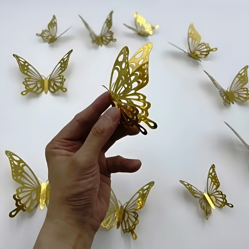 3D Butterfly Party Decoration Set- Wall & Balloon DIY Decoration Stickers for Party, Home Decor, and Events (Pack of 12 Pcs)