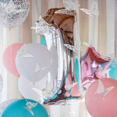 3D Butterfly Party Decoration Set- Wall & Balloon DIY Decoration Stickers for Party, Home Decor, and Events (Pack of 12 Pcs)