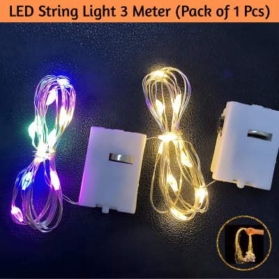3 Meter 30 LED Fairy String Lights | Copper Wire & Battery-Operated Garland for Ambient Home Decoration (1 Piece)