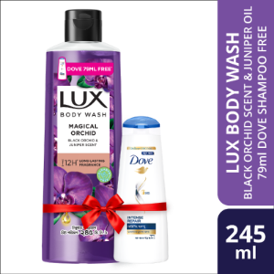 Lux Body Wash Black Orchid Scent & Juniper Oil 245ml (Dove 79ml Shampoo Free)