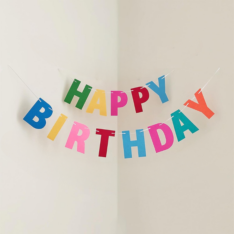 Multicolor Happy Birthday Banner | Rainbow Color Thickened Felt Letter for Birthday Party Decorations (Pack of 1 Set)
