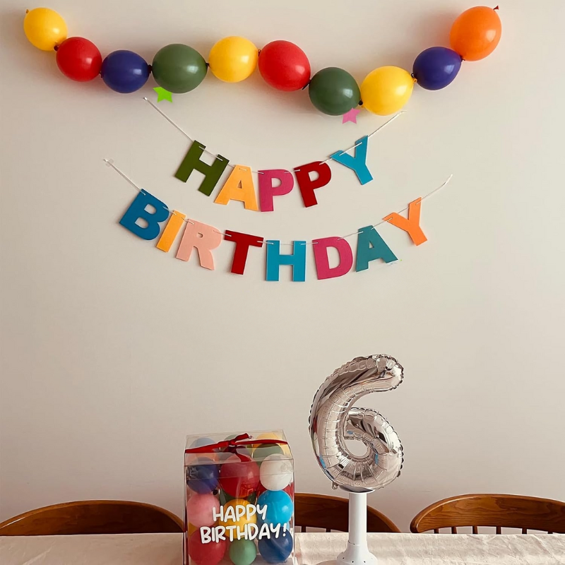 Multicolor Happy Birthday Banner | Rainbow Color Thickened Felt Letter for Birthday Party Decorations (Pack of 1 Set)