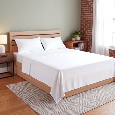 Picture of Comfy Premium Twill Bed Sheet - King Size (108"x90") White - with Two Pillow Cover