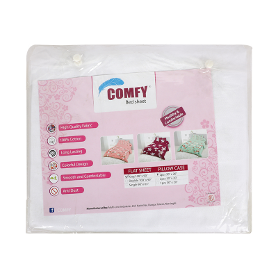 Picture of Comfy Premium Twill Bed Sheet - King Size (108"x90") White - with Two Pillow Cover