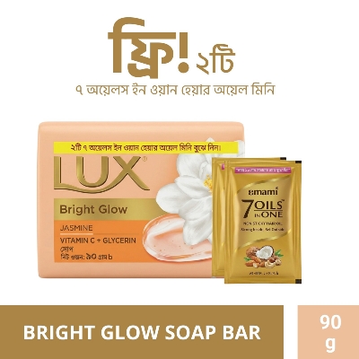 Picture of Lux Soap Bar Bright Glow 90g (Free Hair Oil 2.7ml)