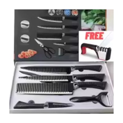Picture of ZEPTER 6 Pcs Knife Set for Kitchen Cooking Knives Steak Knives with Free Sharpener