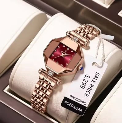 Picture of Ladies Watch Poedagar 368 new luxury fashion square dial gorgeous design exclusive collection romantic love for gift imported waterproof quartz movement wrist-watche for Women