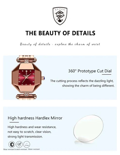 Picture of Ladies Watch Poedagar 368 new luxury fashion square dial gorgeous design exclusive collection romantic love for gift imported waterproof quartz movement wrist-watche for Women