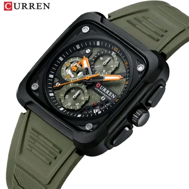 Picture of Curren 8461 new Model Men's watch unique design Silicon belt square dial chronograph active waterproof exclusive collection wrist-watche for Men