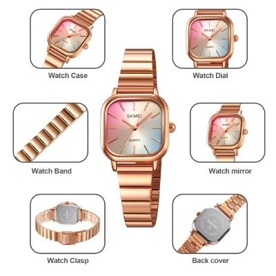 Picture of Skmei Top Brand Luxury Stainless Steel Strap Quartz Wristwatch For Ladies Watches Waterproof Clock reloj mujer