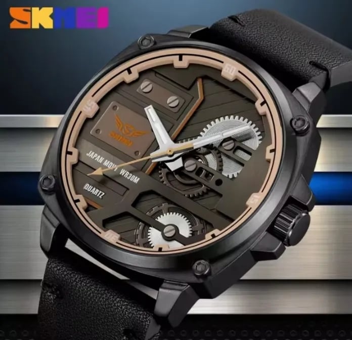 Picture of SKMEI 2289 new Men's watch special discount unique design high quality imported quartz movement waterproof leather belt wrist-watche for men