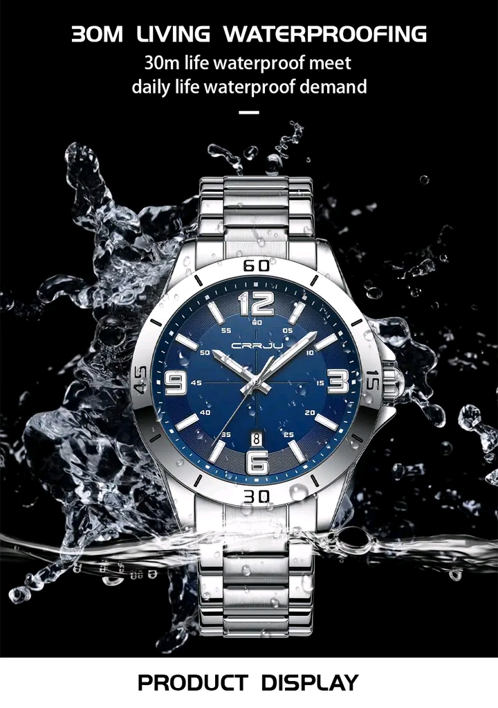 Picture of CRRJU 5003 new luxury fashion stainless steel imported waterproof quartz movement wrist-watche for men