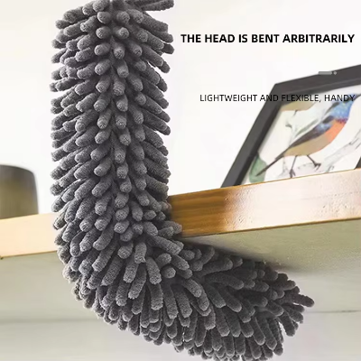 Picture of Microfiber Dusting Retractable Household Cleaner Feather Duster Car Sweeper From the Dust Brush Grey