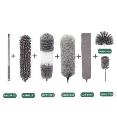 Picture of Microfiber Dusting Retractable Household Cleaner Feather Duster Car Sweeper From the Dust Brush Grey