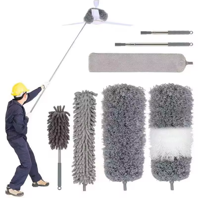 Picture of Microfiber Dusting Retractable Household Cleaner Feather Duster Car Sweeper From the Dust Brush Grey