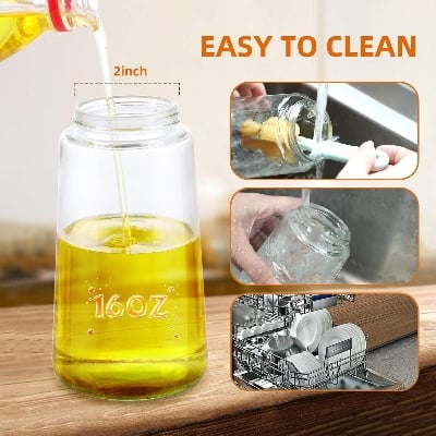 Picture of Oil Sprayer Bottle 2-in-1 Oil Dispenser and Sprayer for Cooking Kitchen Air Fryer Salad BBQ Multicolor