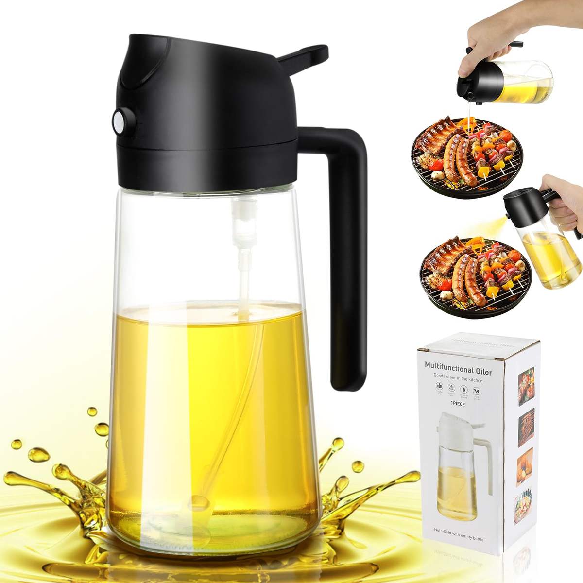 Picture of Oil Sprayer Bottle 2-in-1 Oil Dispenser and Sprayer for Cooking Kitchen Air Fryer Salad BBQ Multicolor