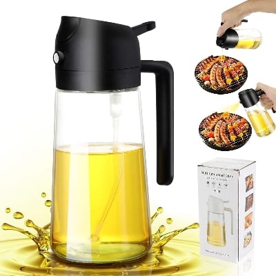 Picture of Oil Sprayer Bottle 2-in-1 Oil Dispenser and Sprayer for Cooking Kitchen Air Fryer Salad BBQ Multicolor