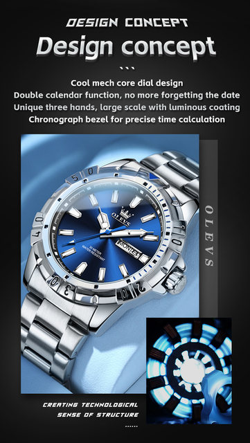 Picture of Olevs 5560 new luxury fashion gorgeous design and colour, stainless steel imported waterproof quartz movement wrist-watch FOR men