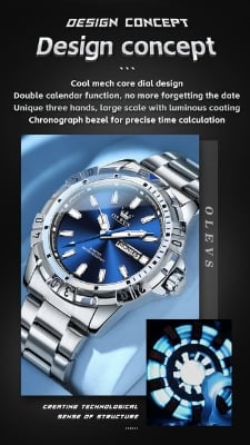 Picture of Olevs 5560 new luxury fashion gorgeous design and colour, stainless steel imported waterproof quartz movement wrist-watch FOR men