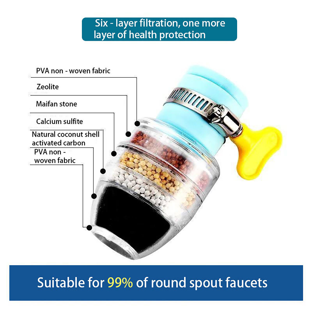 Picture of 6-Tier Activated Carbon Water Filter Tap for Kitchen - High-Quality Purification Accessory Multicolor