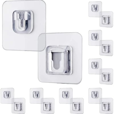 Picture of 10 Pair Double Sided Wall Adhesive Hook Socket Holder Multicolor