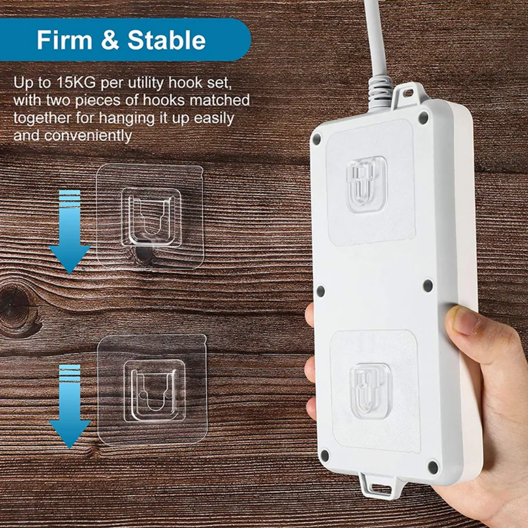 Picture of 10 Pair Double Sided Wall Adhesive Hook Socket Holder Multicolor