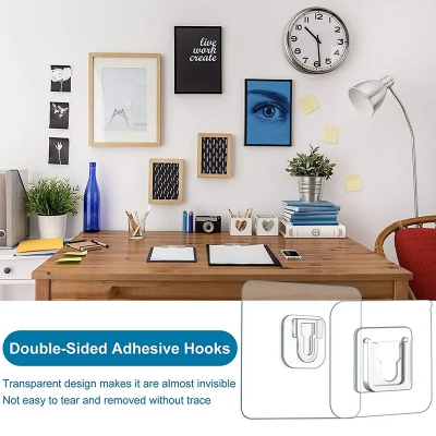 Picture of 10 Pair Double Sided Wall Adhesive Hook Socket Holder Multicolor