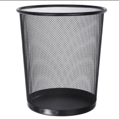 Picture of Iron Net Classical Trash Can, Simple Designed Garbage Can Ash Bin Dust Bin Trash Container for Home Office Kitchen Bathroom Black