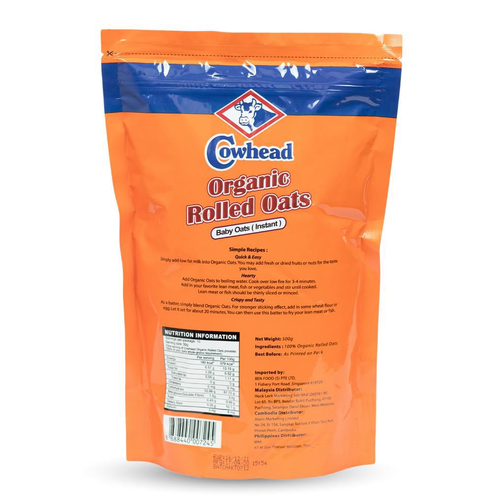 Picture of Cowhead Organic Rolled Oats 500gm 