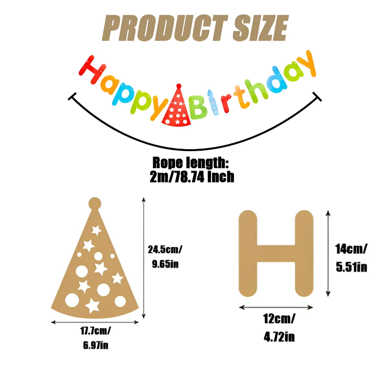 Multicolor Happy Birthday Banner | Rainbow Color Small Letter Birthday Banner for Party Decor (Pack of 1 Set)