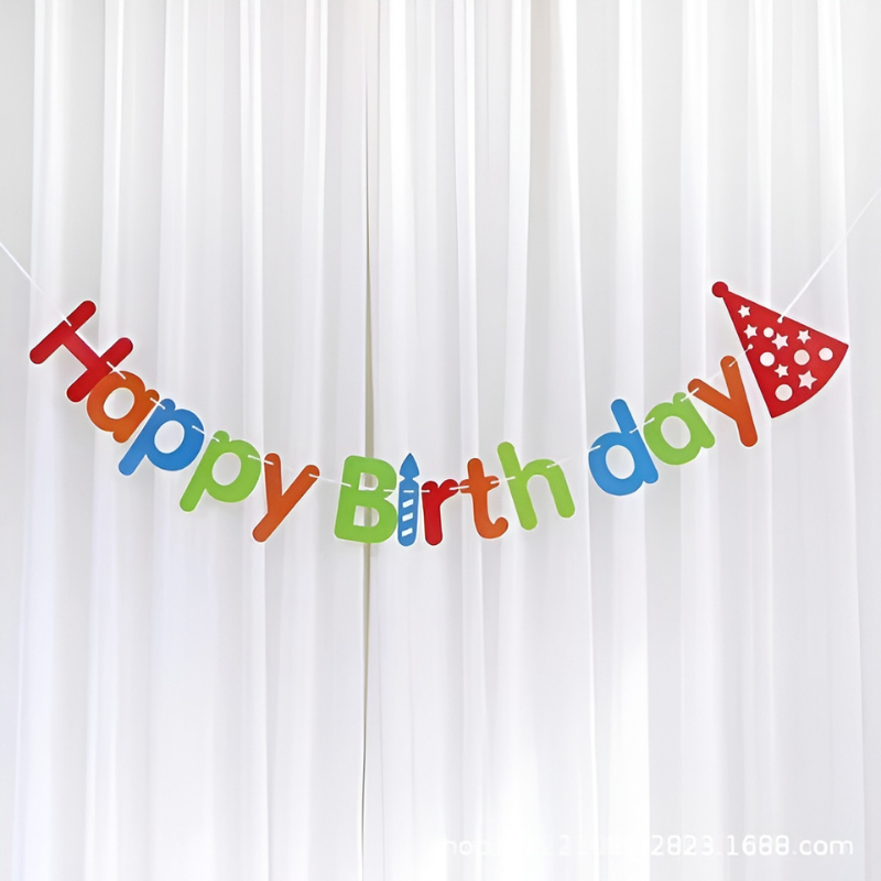 Multicolor Happy Birthday Banner | Rainbow Color Small Letter Birthday Banner for Party Decor (Pack of 1 Set)