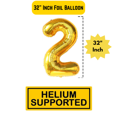 32” Inch Number Foil Balloon: Big Size Golden, Silver & Black Number Foil Balloon for Birthday, Anniversary & Party Decor Essential -(1 Pcs)