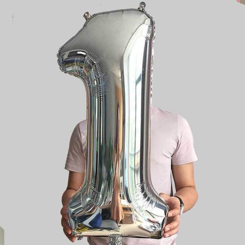 32” Inch Number Foil Balloon: Big Size Golden, Silver & Black Number Foil Balloon for Birthday, Anniversary & Party Decor Essential -(1 Pcs)