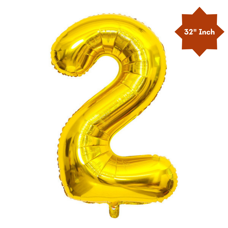 32” Inch Number Foil Balloon: Big Size Golden, Silver & Black Number Foil Balloon for Birthday, Anniversary & Party Decor Essential -(1 Pcs)