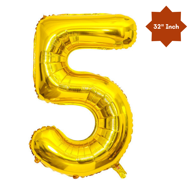 32” Inch Number Foil Balloon: Big Size Golden, Silver & Black Number Foil Balloon for Birthday, Anniversary & Party Decor Essential -(1 Pcs)