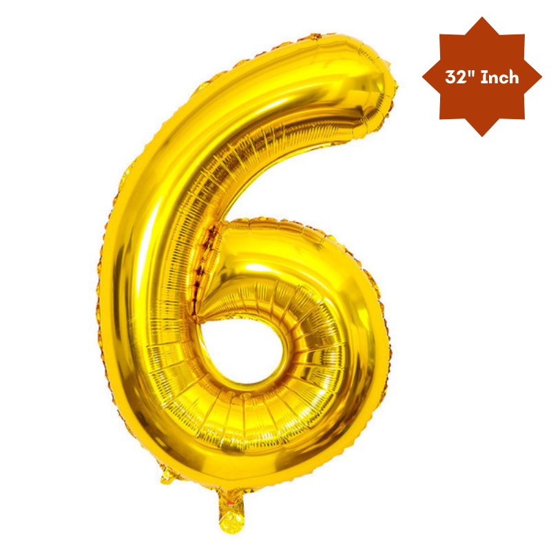 32” Inch Number Foil Balloon: Big Size Golden, Silver & Black Number Foil Balloon for Birthday, Anniversary & Party Decor Essential -(1 Pcs)