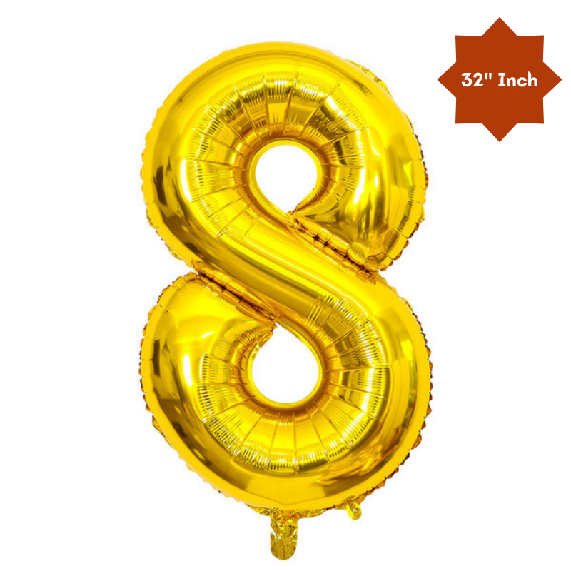 32” Inch Number Foil Balloon: Big Size Golden, Silver & Black Number Foil Balloon for Birthday, Anniversary & Party Decor Essential -(1 Pcs)